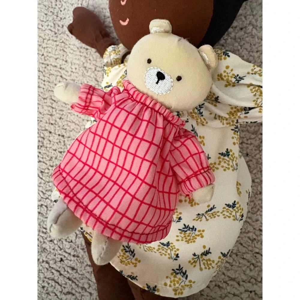 Manhattan Toy Playdate Friends Harper Doll w/ Mini Teddy Bear Floral Dress Plush